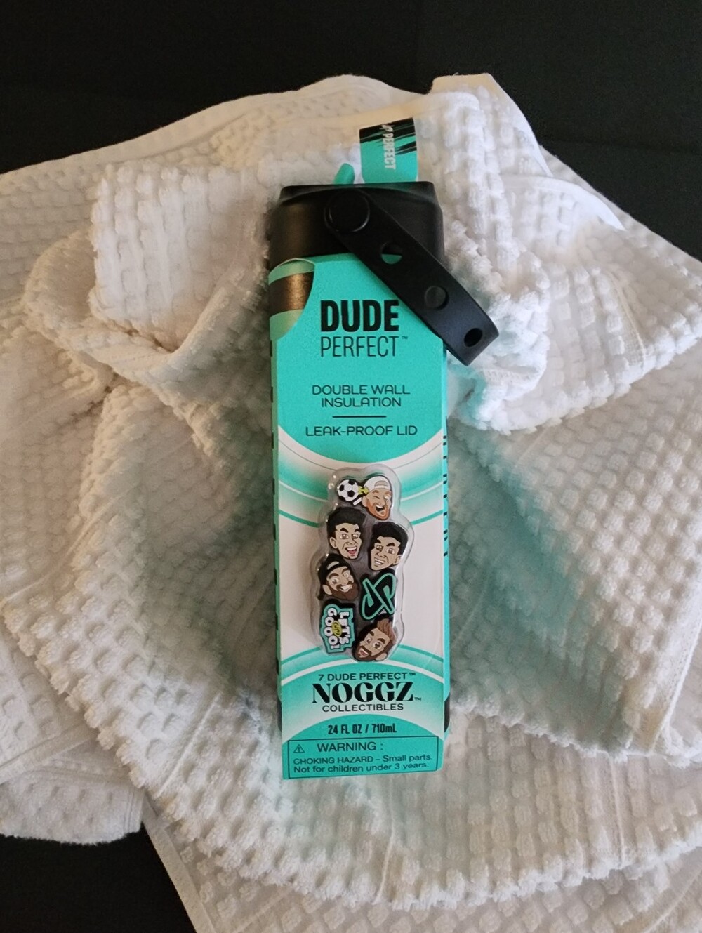 New Dude Perfect Aqua/Turquois Water Bottle With Charms, Leak Proof Lid, 24 oz.